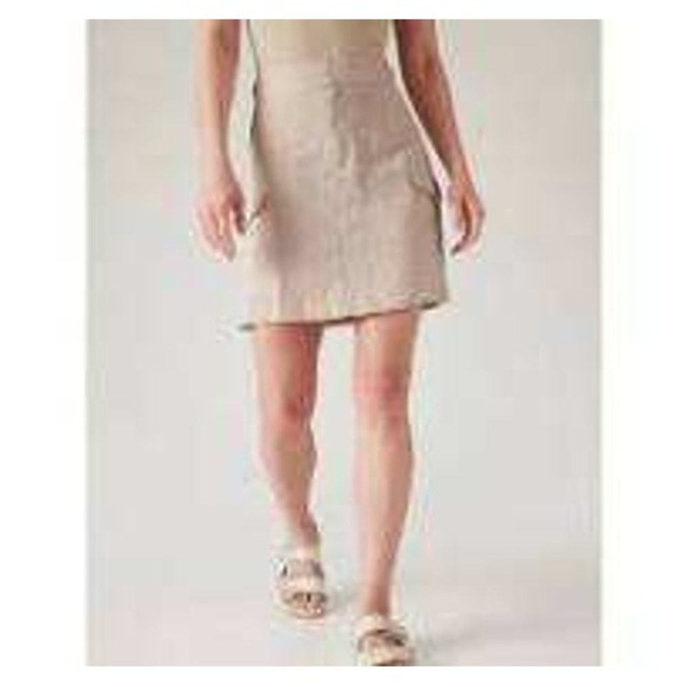 ATHLETA Linen Cargo Skirt‎ Beige Size 8 Utility Casual Everyday